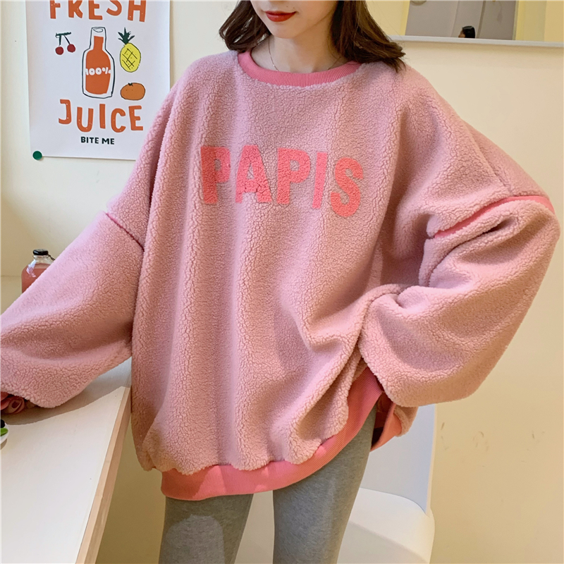 ボア トレーナー 韓国ファッション レディース ボアトップス ボリューム袖 もこもこ ビッグシ