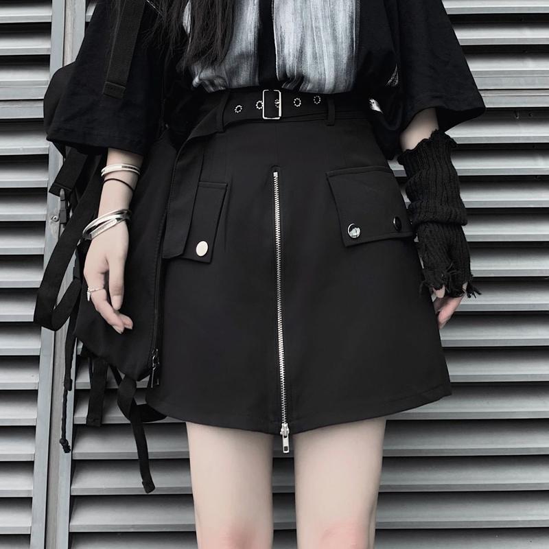 スカート風 ショートパンツ フロントジップ Aライン ハイウエスト 韓国ファッション レディー スカート風 ショートパンツ フロントジップ Aライン ハイウエスト 韓国ファッション レディー