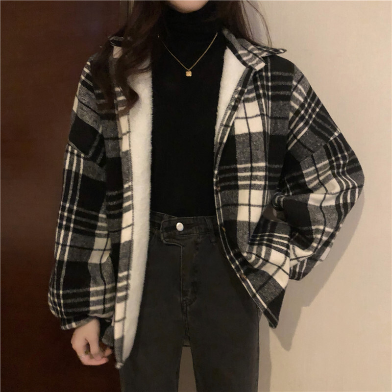 裏起毛 チェック柄 シャツ ジャケット アウター 厚手 暖かい チェックシャツ 長袖 ゆったり