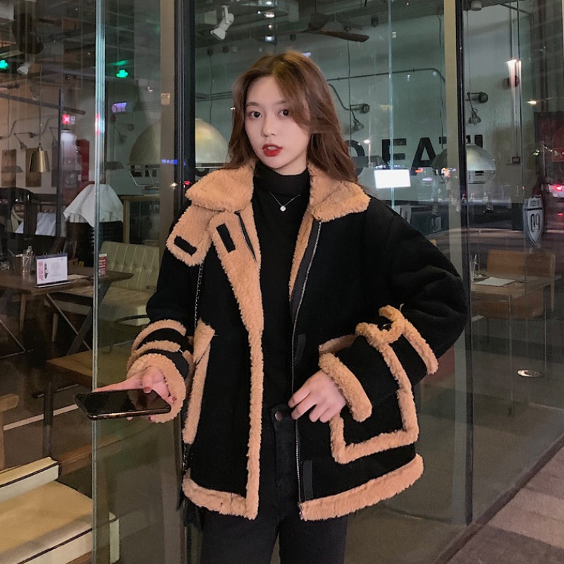 ボアジャケット スタンドアップカラー ラムウール 防寒 韓国ファッション レディース ボアブル