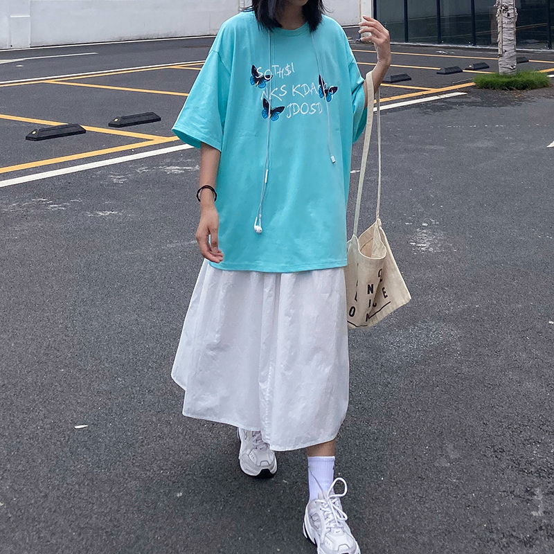 バタフライ Tシャツ 半袖 ルーズ 韓国ファッション レディース トップス ゆったり 大きめ