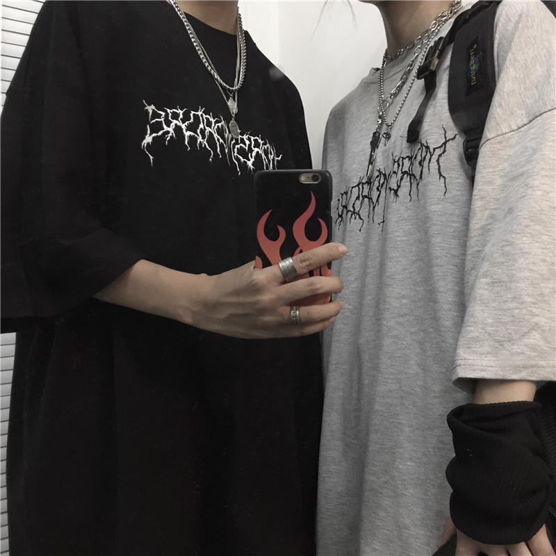 ユニセックス Tシャツ 半袖 メンズ レディース ダークホラー プリント オーバーサイズ 大き
