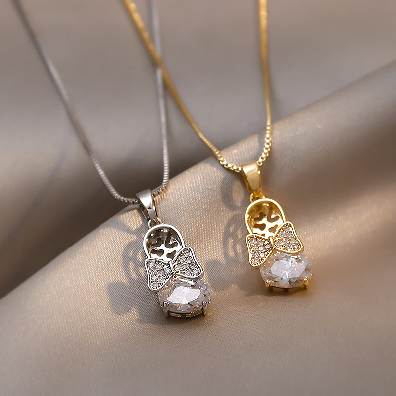 ネックレス サンダルモチーフ Cz チェーン付き ペンダント アクセサリー 合金 K14メッキ