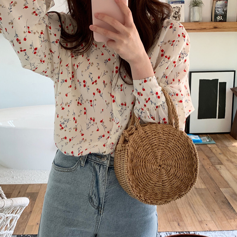 小花柄 ブラウス 長袖 立襟 韓国ファッション レディース シャツ 薄手 大人可愛い ガーリー 小花柄 ブラウス 長袖 立襟 韓国ファッション レディース シャツ 薄手 大人可愛い ガーリー