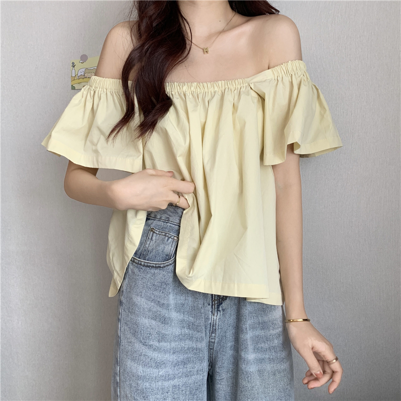 2way ブラウス オフショルダー 半袖 薄手 無地 韓国ファッション レディース トップス 2way ブラウス オフショルダー 半袖 薄手 無地 韓国ファッション レディース トップス