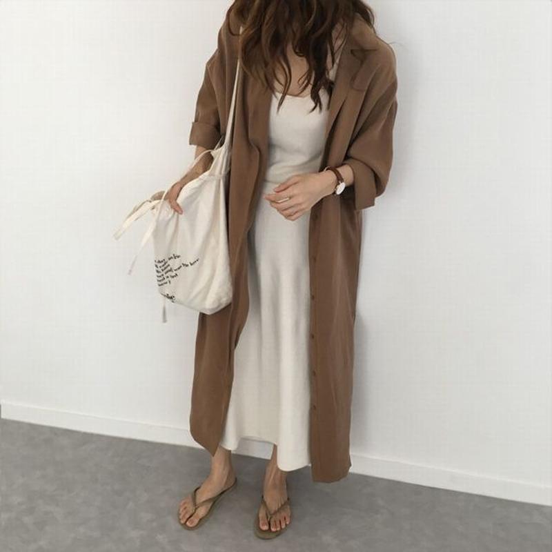 レディース 2way シャツワンピース コート 薄手 ロングシャツ ワンピース フェミニン 韓
