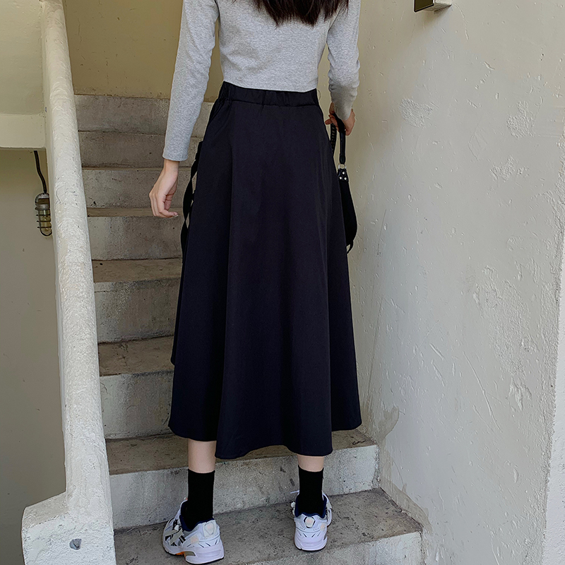 アシンメトリー スカート スプリットスカート 韓国ファッション レディース ロングスカート A