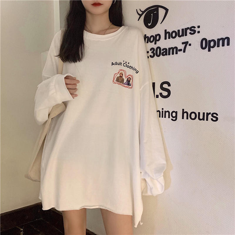 長袖 ロング Tシャツ オーバーサイズ 韓国ファッション レディース ロングtシャツ ロンt