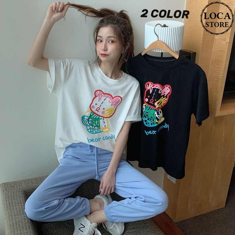 Tシャツ 半袖 ベアー クマ 韓国ファッション レディース トップス かわいい カジュアル シ