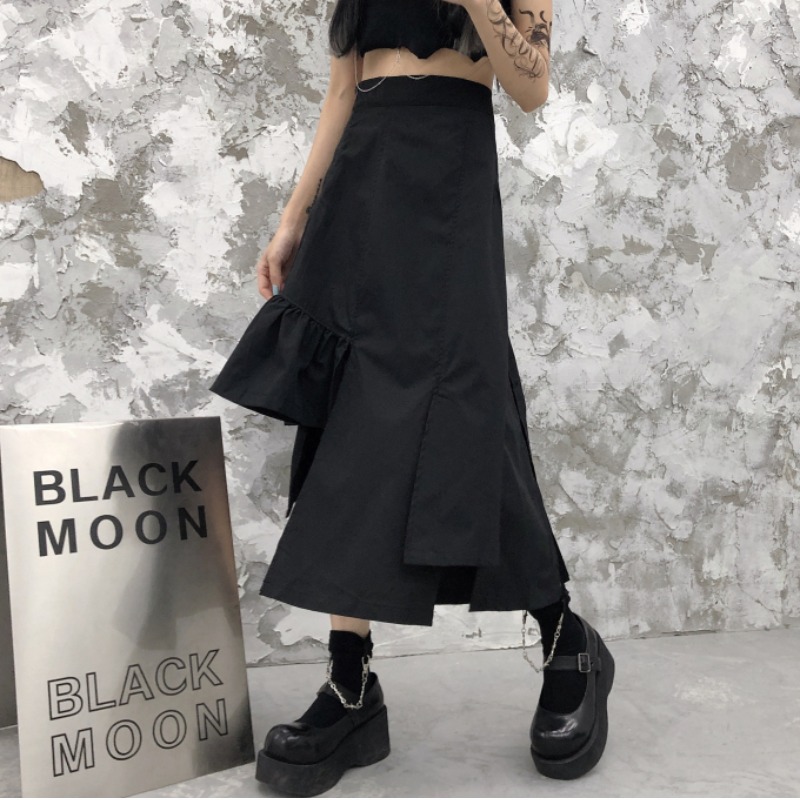 不規則デザイン スカート アシンメトリー ハイウエスト 韓国ファッション レディース アシメ