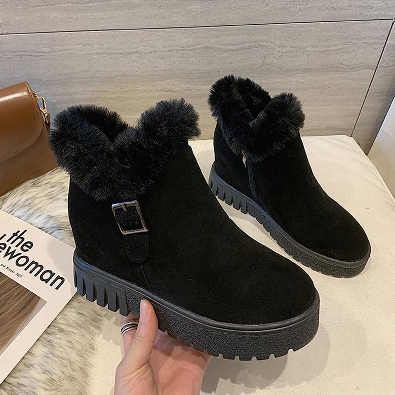 ファーブーツ ムートンブーツ 厚底 韓国ファッション レディース ラウンドトゥ もこもこ フラ