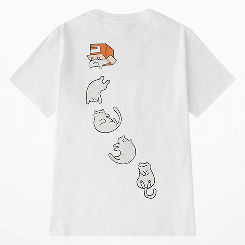 ユニセックス 半袖 Tシャツ メンズ レディース かわいい ダンボールから転げ落ちる猫 ネコ ユニセックス 半袖 Tシャツ メンズ レディース かわいい ダンボールから転げ落ちる猫 ネコ