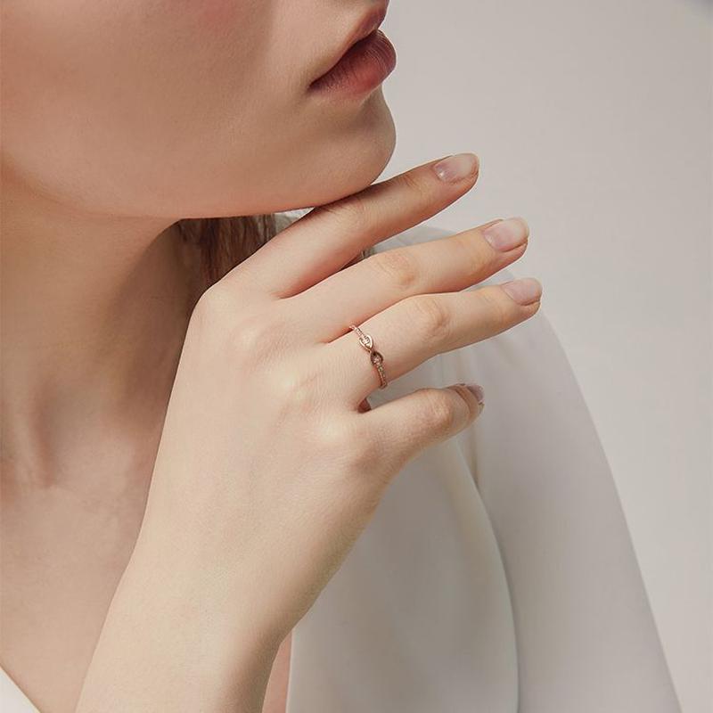 リング キラキラ 韓国アクセサリー 指輪 Cz ピンクゴールド ローズゴールド チタン ステン