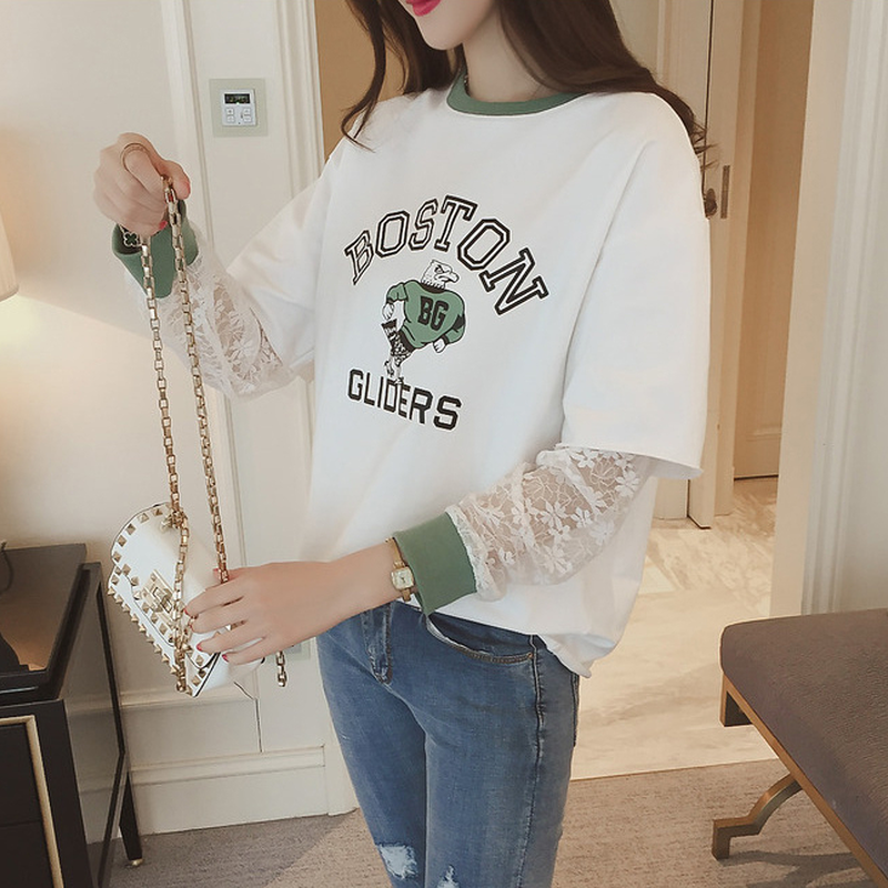 トップス Tシャツ レース ロンt レディース 重ね着風 カジュアル 個性的 シンプル 日焼け トップス Tシャツ レース ロンt レディース 重ね着風 カジュアル 個性的 シンプル 日焼け