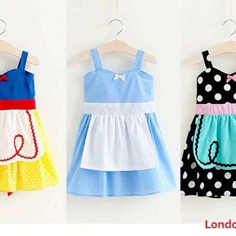 おしゃれ かわいい ワンピース プリンセス ドレス キッズエプロン 子供服 アリス 白雪姫 コ