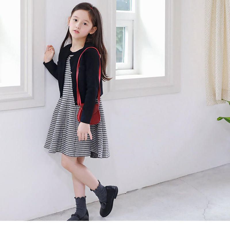 キッズフォーマル カーディガン ワンピース子供服 女の子 ブラック 千鳥格子 卒園式 入学式