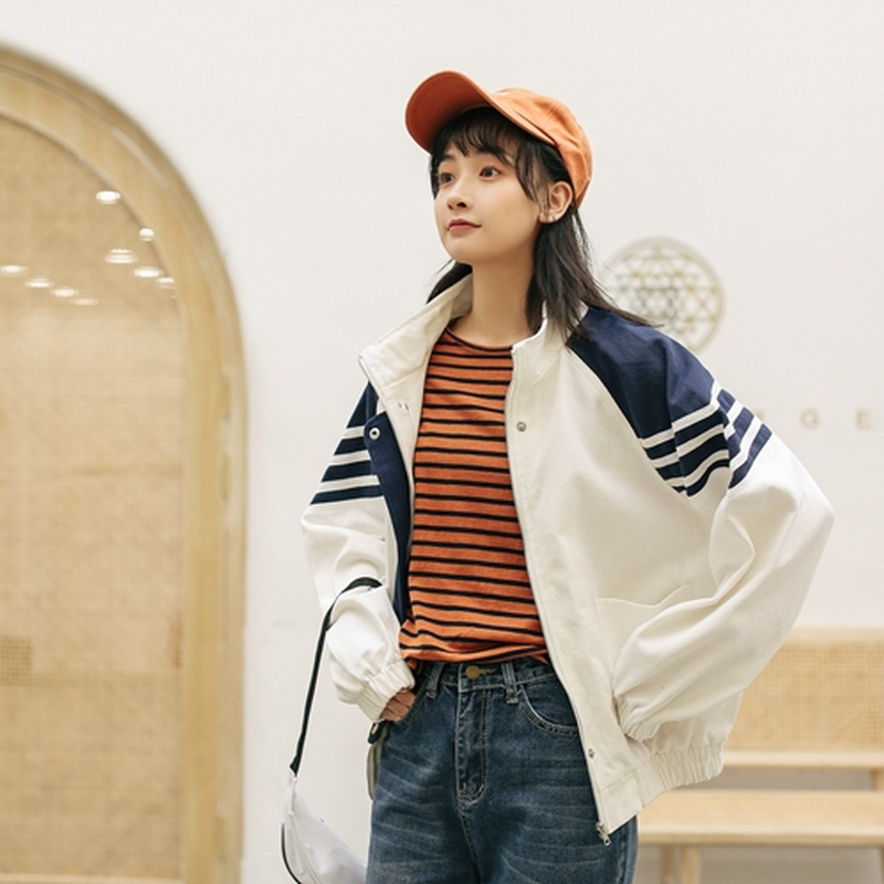 アウター ブルゾン レディース スポーティー カジュアル レトロ かわいい ジップアップ ゆっ