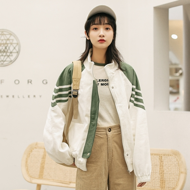 アウター ブルゾン レディース スポーティー カジュアル レトロ かわいい ジップアップ ゆっ