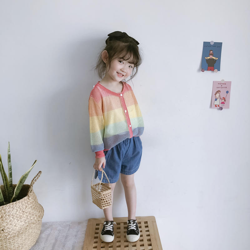 韓国子供服 レインボーカラー カーディガン 韓国子ども服 韓国こども服 ボレロ カーディガン