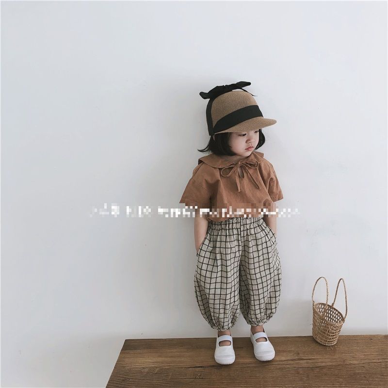 キッズ 女の子男の子 ナチュラル チェック カボチャパンツ 子供服 保育園幼稚園 キッズ 韓国