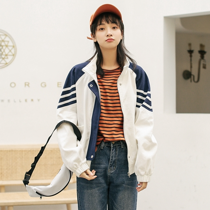 アウター ブルゾン レディース スポーティー カジュアル レトロ かわいい ジップアップ ゆっ