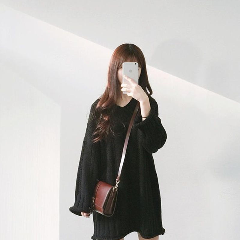 Vネックゆったりニットワンピース ボルドー アプリコットベージュ レディース ミニ丈 レディー