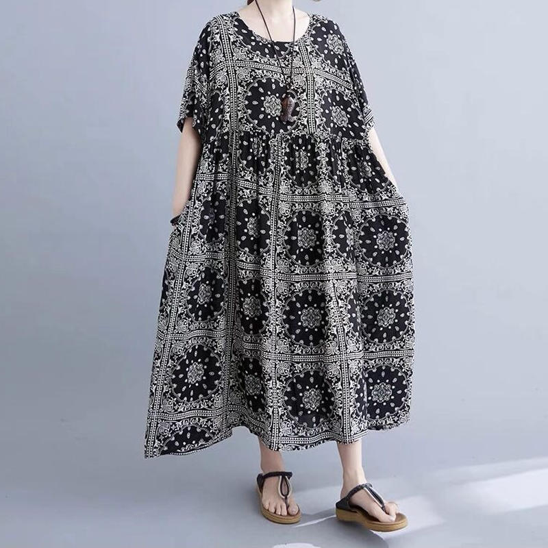 バンダナ柄ゆったりシルエットワンピース Hanikam