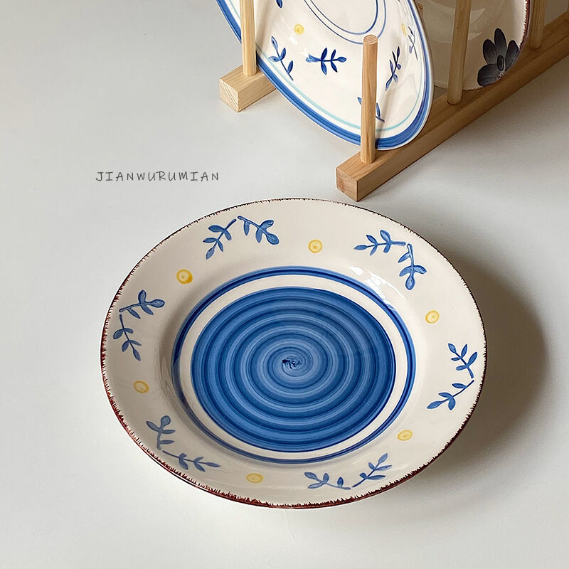 お取り寄せ商品 プレート お皿 花柄 リーフ 和風 モダン レトロ スープ お魚 実用的 4
