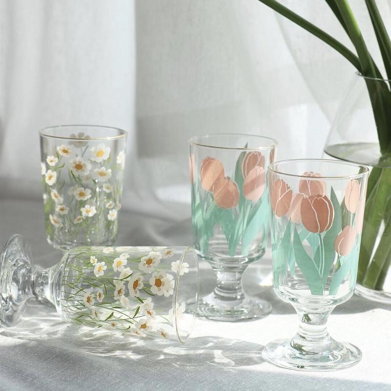 お取り寄せ商品 グラス コップ 花柄 フラワー チューリップ デイジー トールカップ ジュー