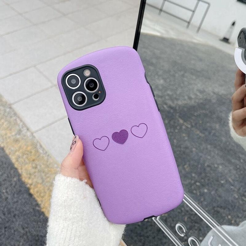 お取り寄せ商品 Iphoneケース Iphone12 かわいい パープル ハート柄 ポップ