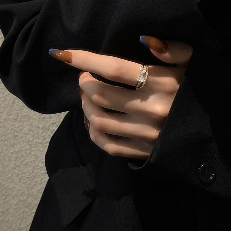 市場 指輪 調節可能 エレガント レディース シンプル 上品 銅 フリーサイズ ジルコン 金色 大人 リング ジュエリー バラ 可愛い