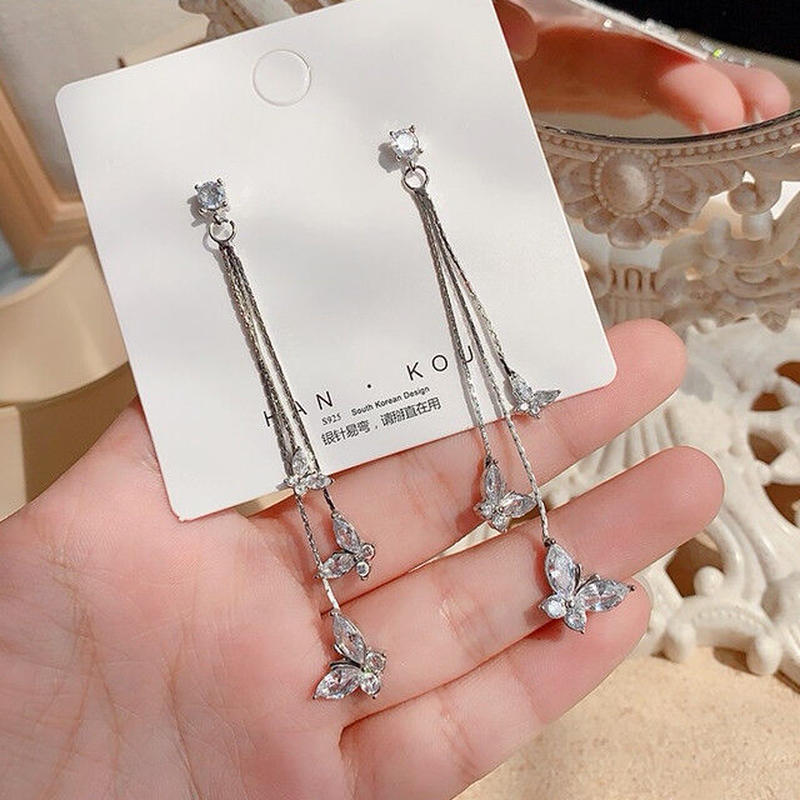 お取り寄せ商品 ピアス ロング バタフライ 蝶 かわいい エレガント 韓国アクセ L4543