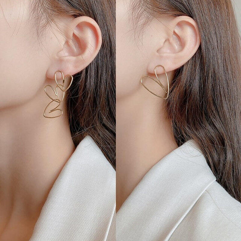 お取り寄せ商品 ピアス アシンメトリー 非対称 ハート ラフ シンプル かわいい ガーリー