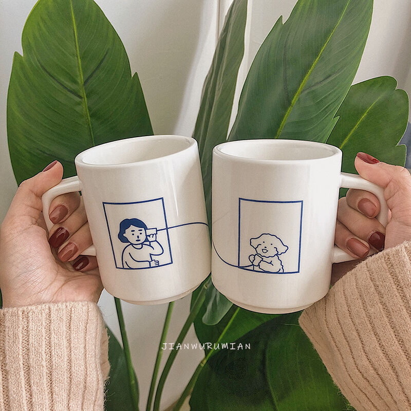 お取り寄せ商品 マグカップ コーヒーカップ 両面柄 両面パターン 糸電話 イヌ イラスト か お取り寄せ商品 マグカップ コーヒーカップ 両面柄 両面パターン 糸電話 イヌ イラスト か