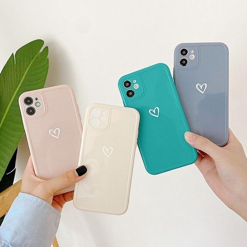 お取り寄せ商品 Iphoneケース Iphone12 手書き風 ミニハート シンプル くすみ