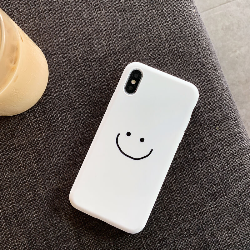 お取り寄せ商品 Iphoneケース Iphone12 スマイル イラスト シンプル モノトー