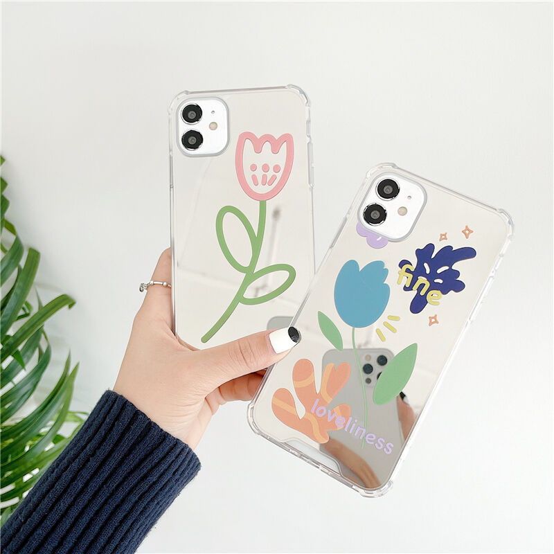 お取り寄せ商品 Iphoneケース Iphone12 ミラー お花 フラワー チューリップ