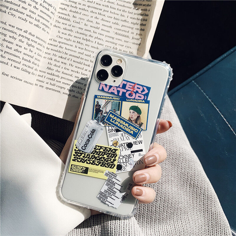 お取り寄せ商品 Iphoneケース クリア 透明 英文 コラージュ ラベル オシャレ ユニセ