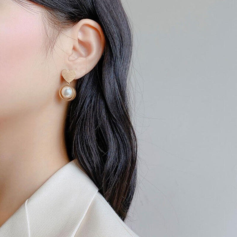 お取り寄せ商品 ピアス ハート パール シンプル 大人かわいい 上品 デート お出かけ L4