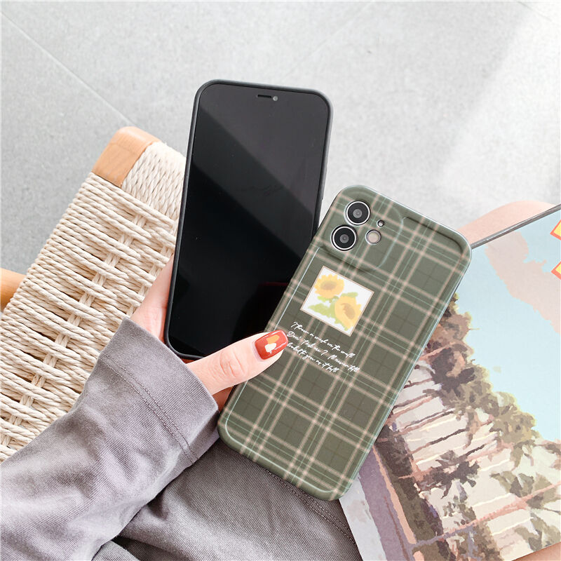 お取り寄せ商品 Iphoneケース Iphone12 レトロ チェック柄 フラワー お花 ト