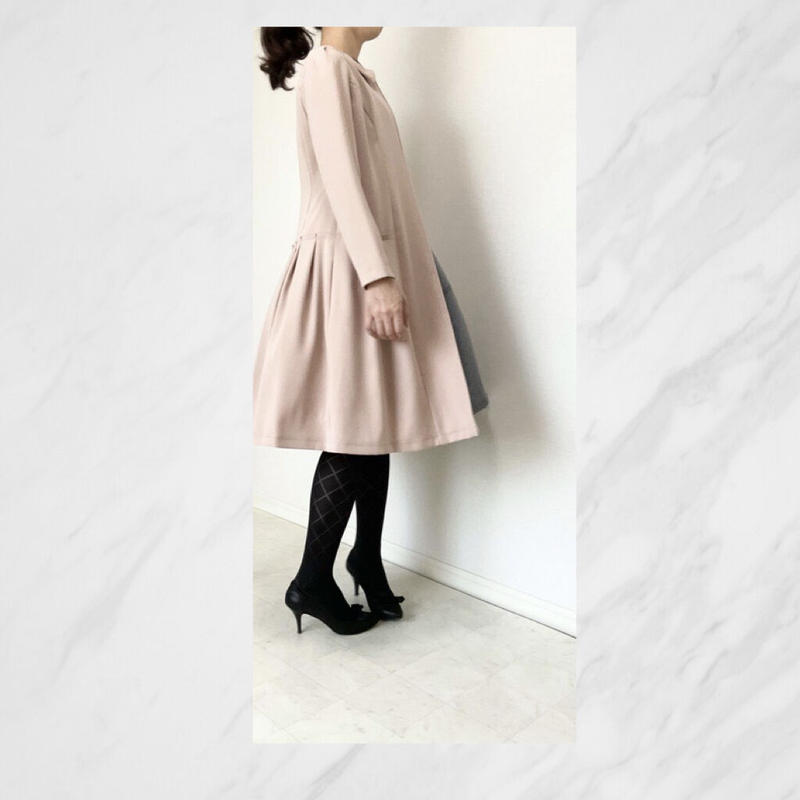 シワになりにくい 裏地あり フロントチャックを閉めてワンピースとして Pontneuf ポンヌ