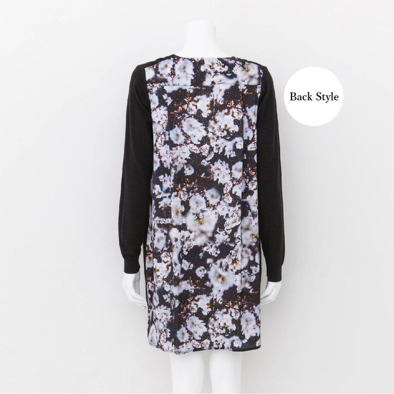 布帛ニットワンピース 夜桜柄 M Mika Ninagawa