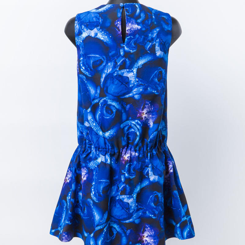 ギャザーワンピース 青薔薇柄 4002h2 M Mika Ninagawa ギャザーワンピース 青薔薇柄 4002h2 M Mika Ninagawa