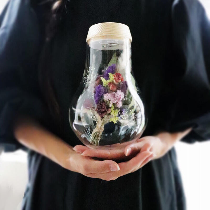 Fleur Message お名前のイメージから束ねた花束 ガラス瓶の光る植物標本 直径13