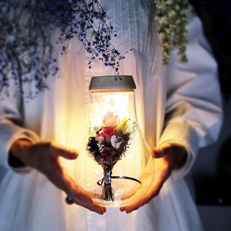 Fleur Message お名前のイメージから束ねた花束 ガラス瓶の光る植物標本 直径13