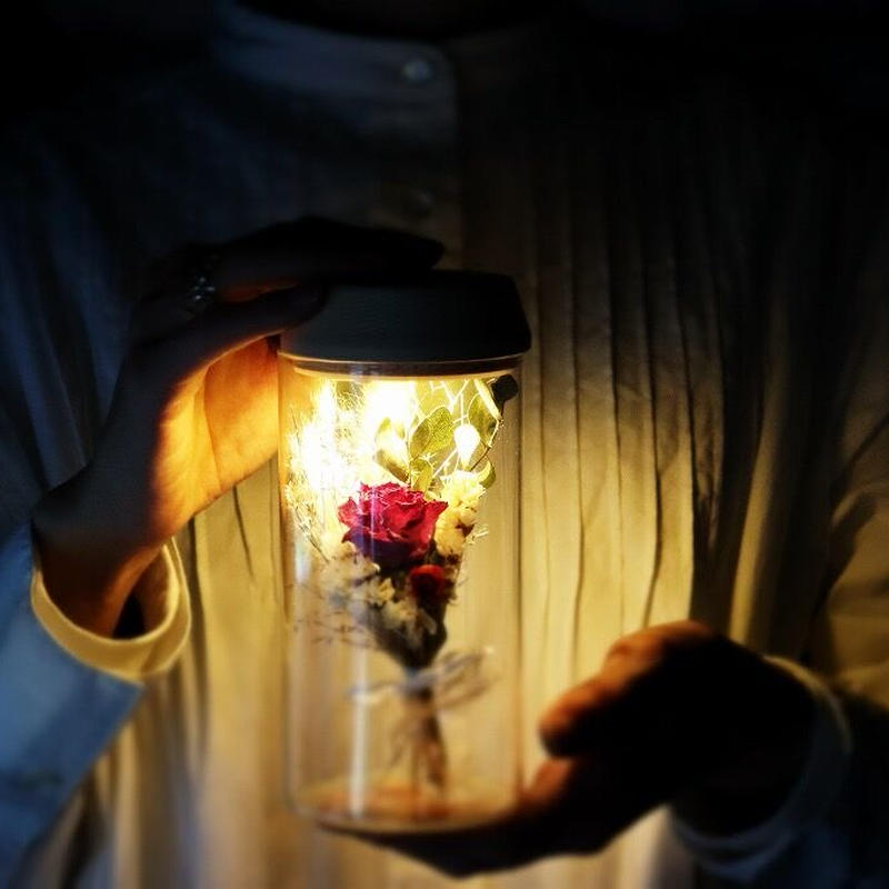 Fleur Message お名前のイメージから束ねた花束 ガラス瓶の光る植物標本 直径8cm