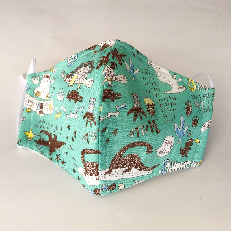 大人用マスク 086 ミントグリーン恐竜 アトリエプリマ