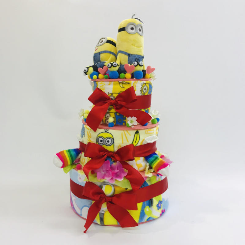 ミニオン おむつケーキ3段タイプ キャラクター物 おむつケーキ Com