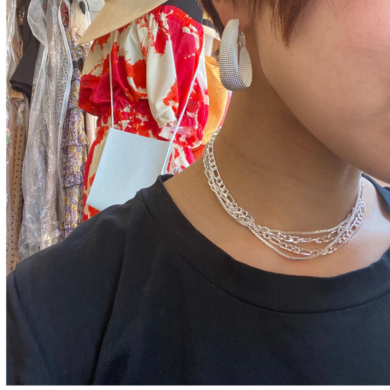 シルバーダブルチェーンネックレス Mamaguitar