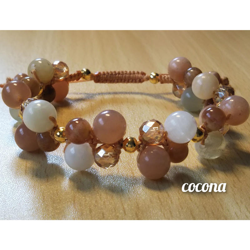 サンストーン ムーンストーン ブレスレット 編み Cocona パワーストーンの
